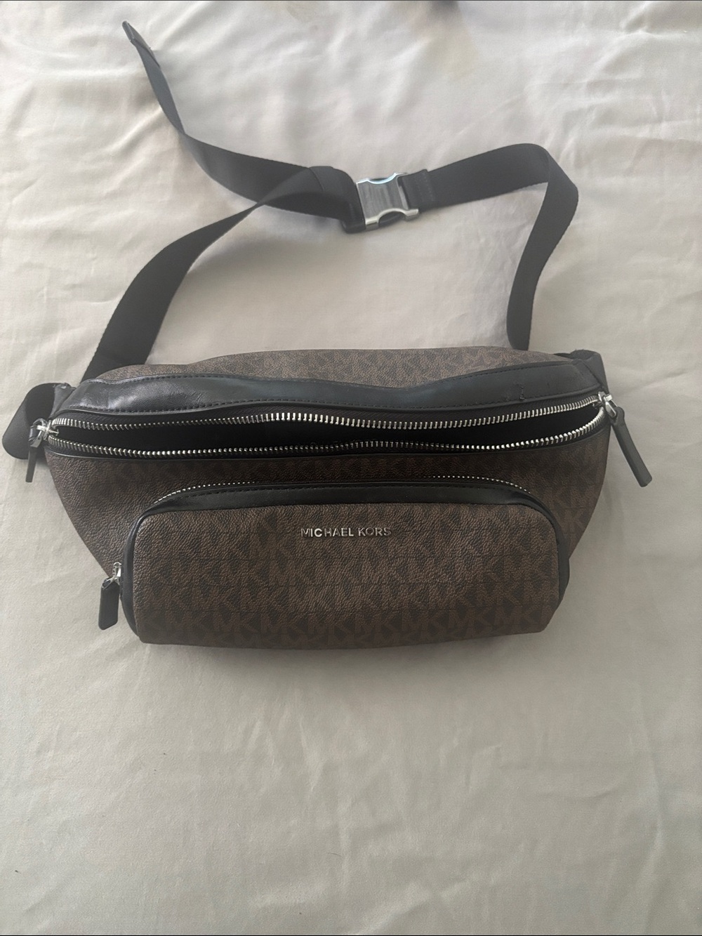 Michael Kors Brown Logo Belt Bag with Black Trim